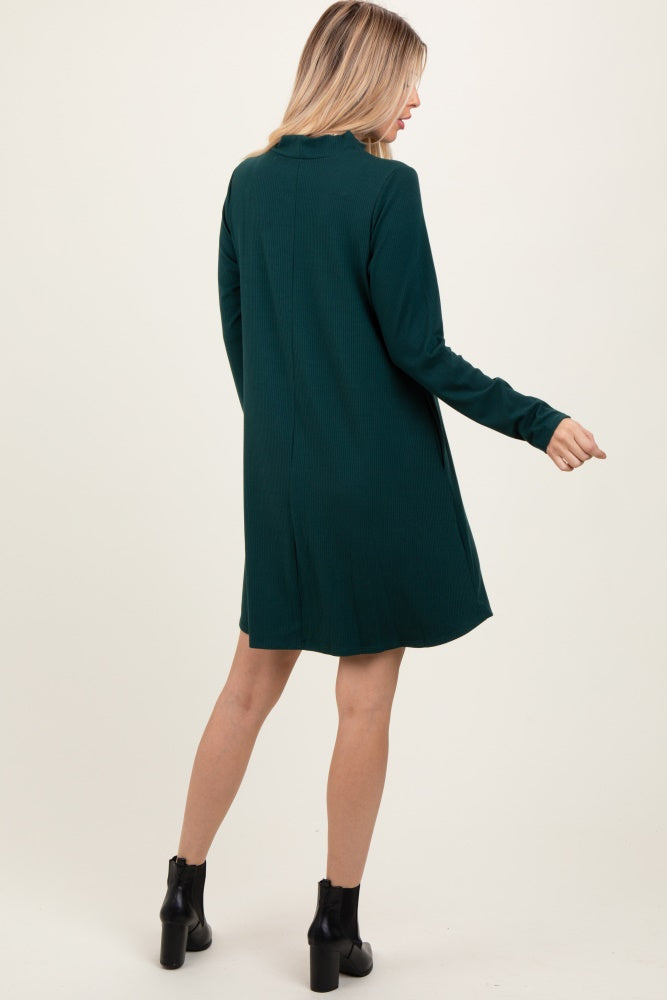 Forest Green Ribbed Mock Neck Long Sleeve Basic Dress The Prissy Pelican Forest Green Ribbed Mock Neck Long Sleeve Basic Dress The Prissy Pelican