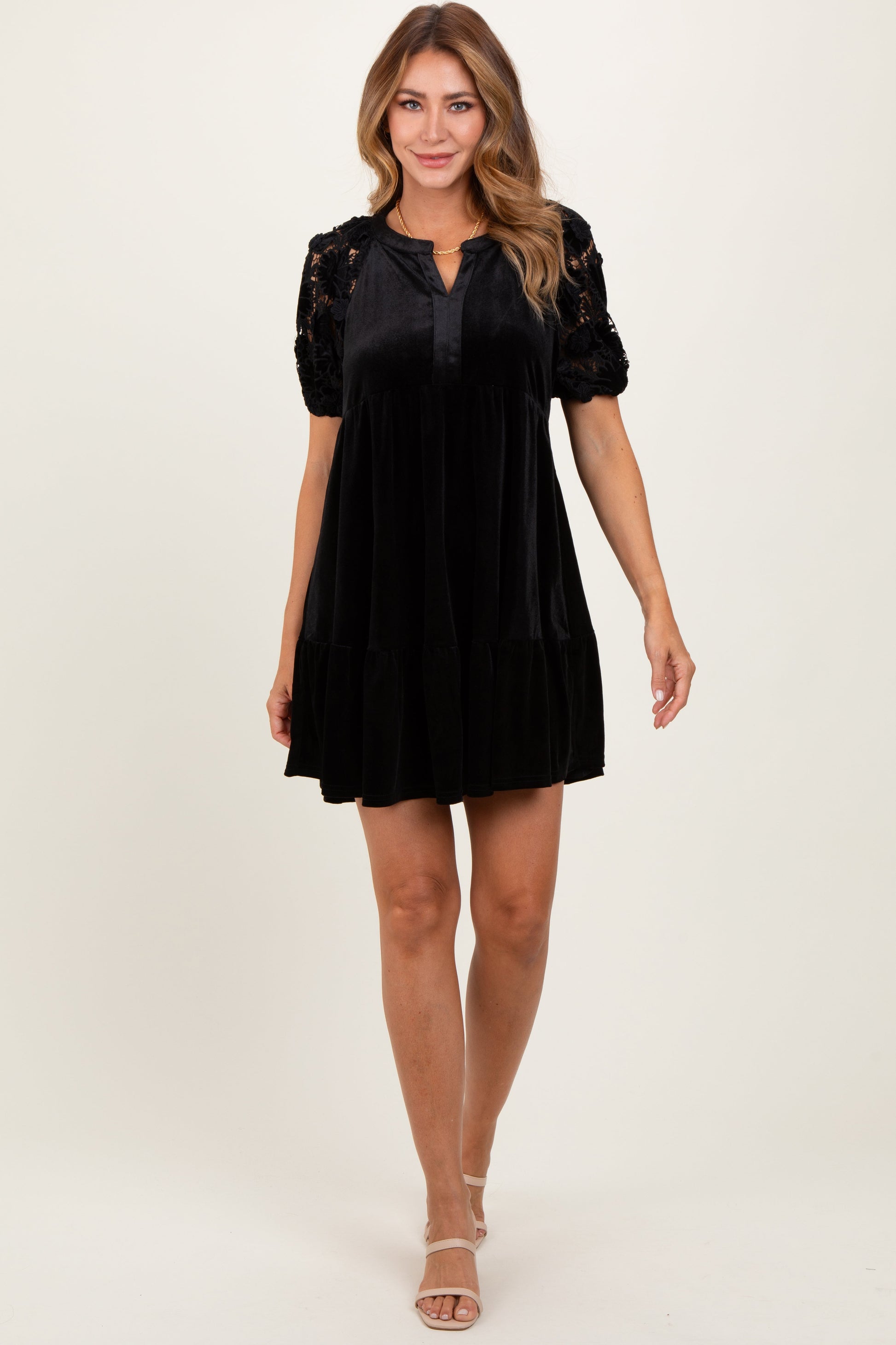 Black Velvet Floral Lace Short Sleeve Maternity Dress The Prissy Pelican Black Velvet Floral Lace Short Sleeve Maternity Dress The Prissy Pelican