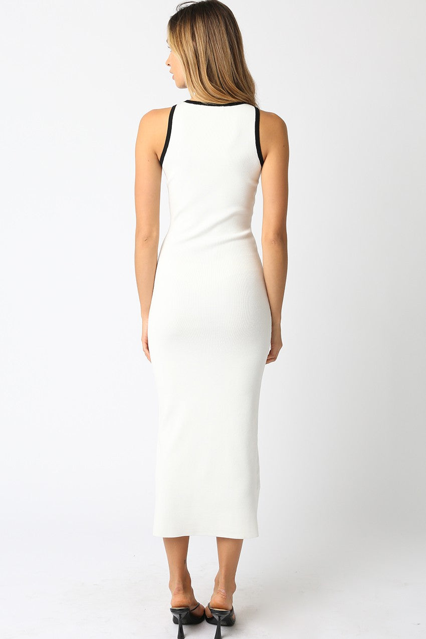 White Knit Contrast Trim Midi Dress The Prissy Pelican White Knit Contrast Trim Midi Dress The Prissy Pelican