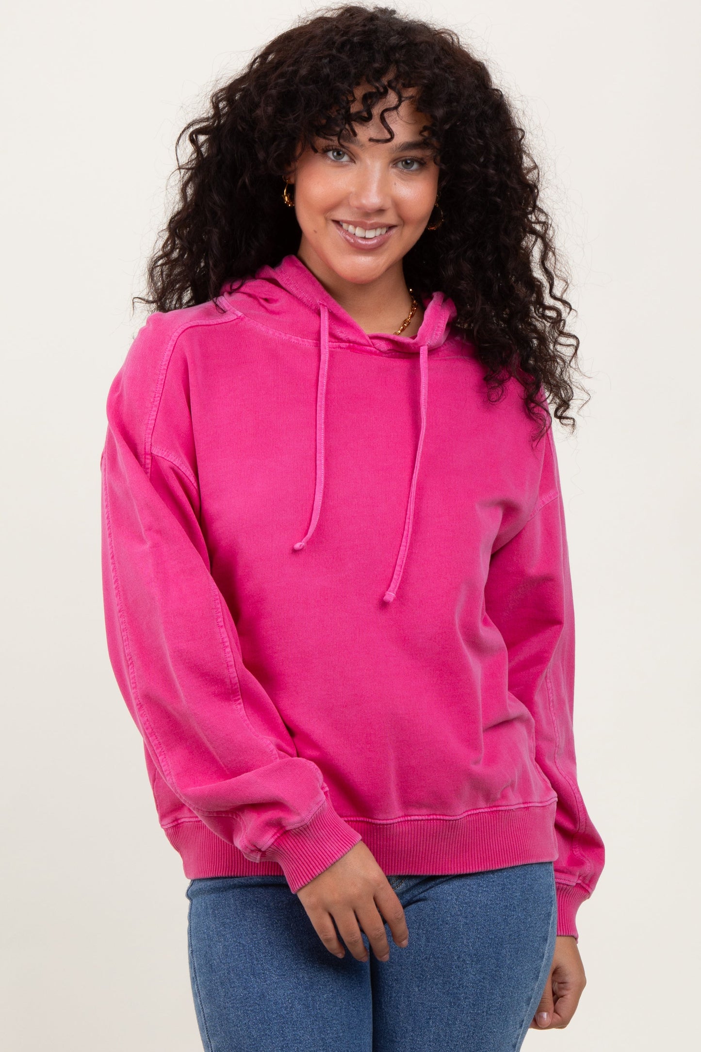 Fuchsia French Terry Hooded Sweatshirt
