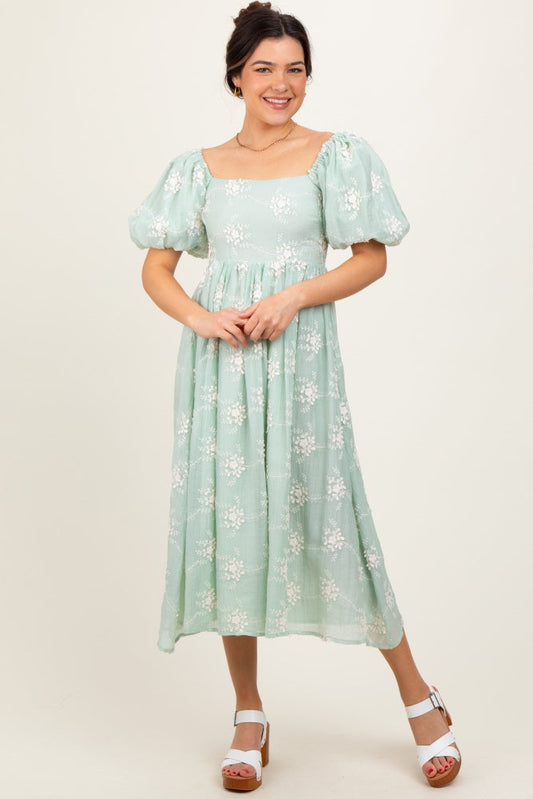 Mint Textured Midi Dress