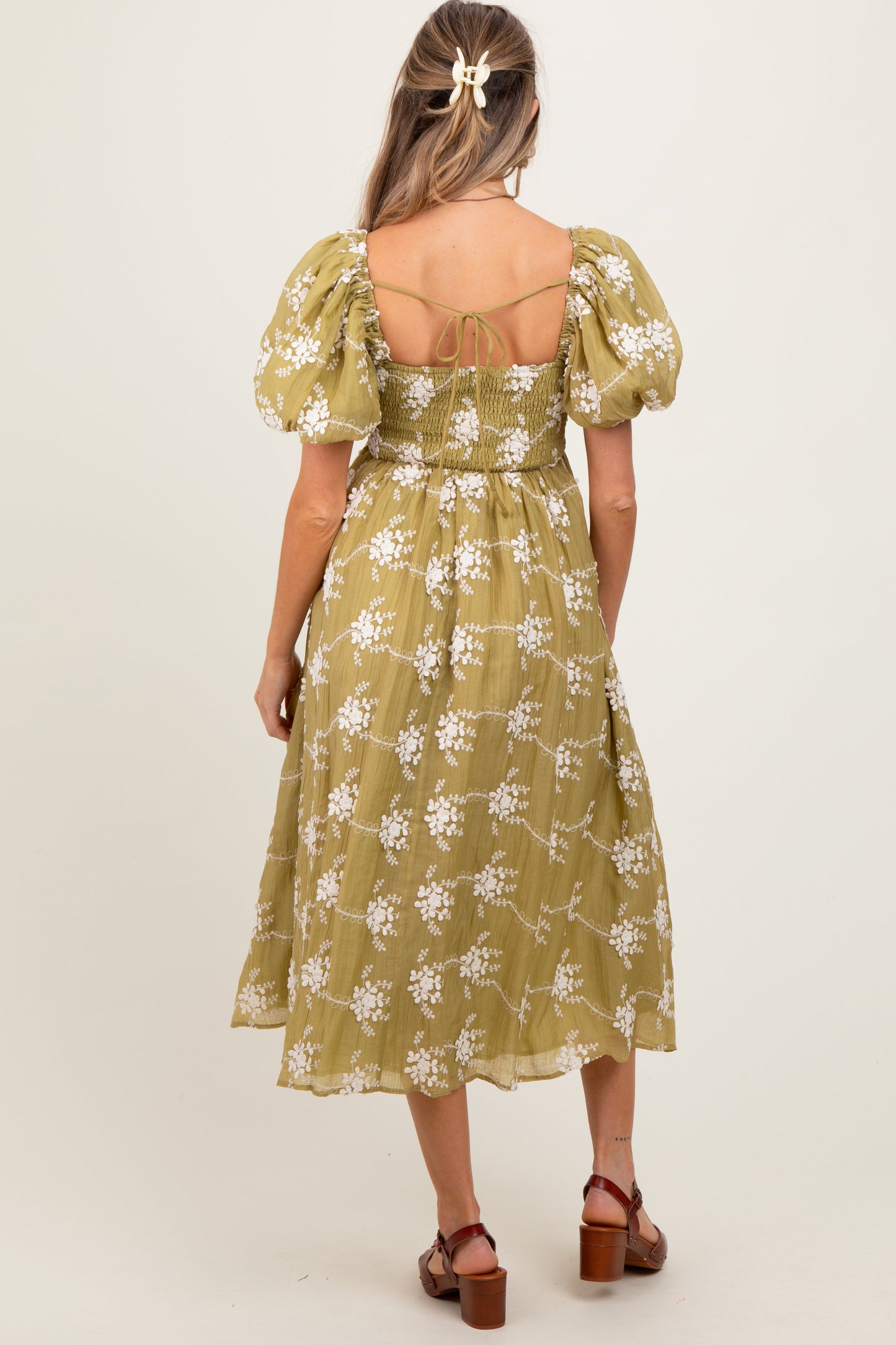 Olive Textured Maternity Midi Dress