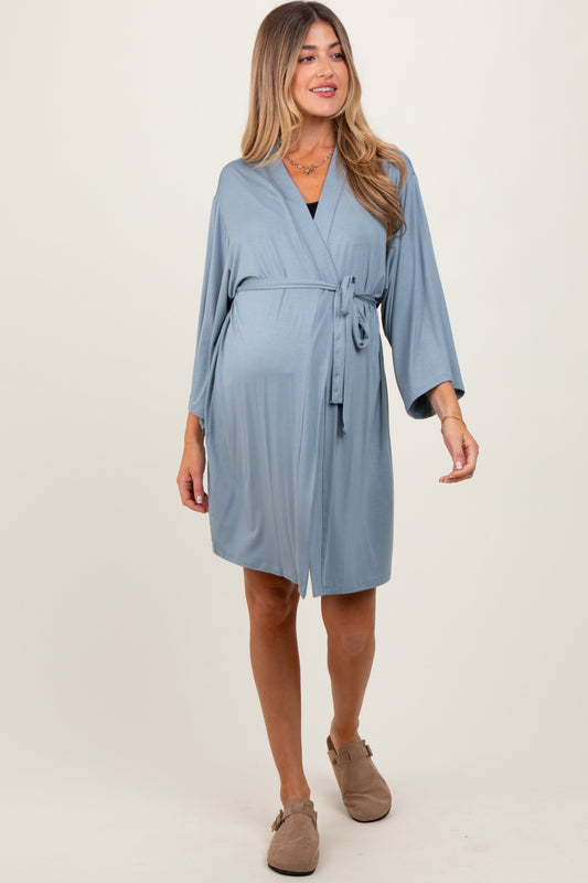 Blue Delivery/Nursing Maternity Robe