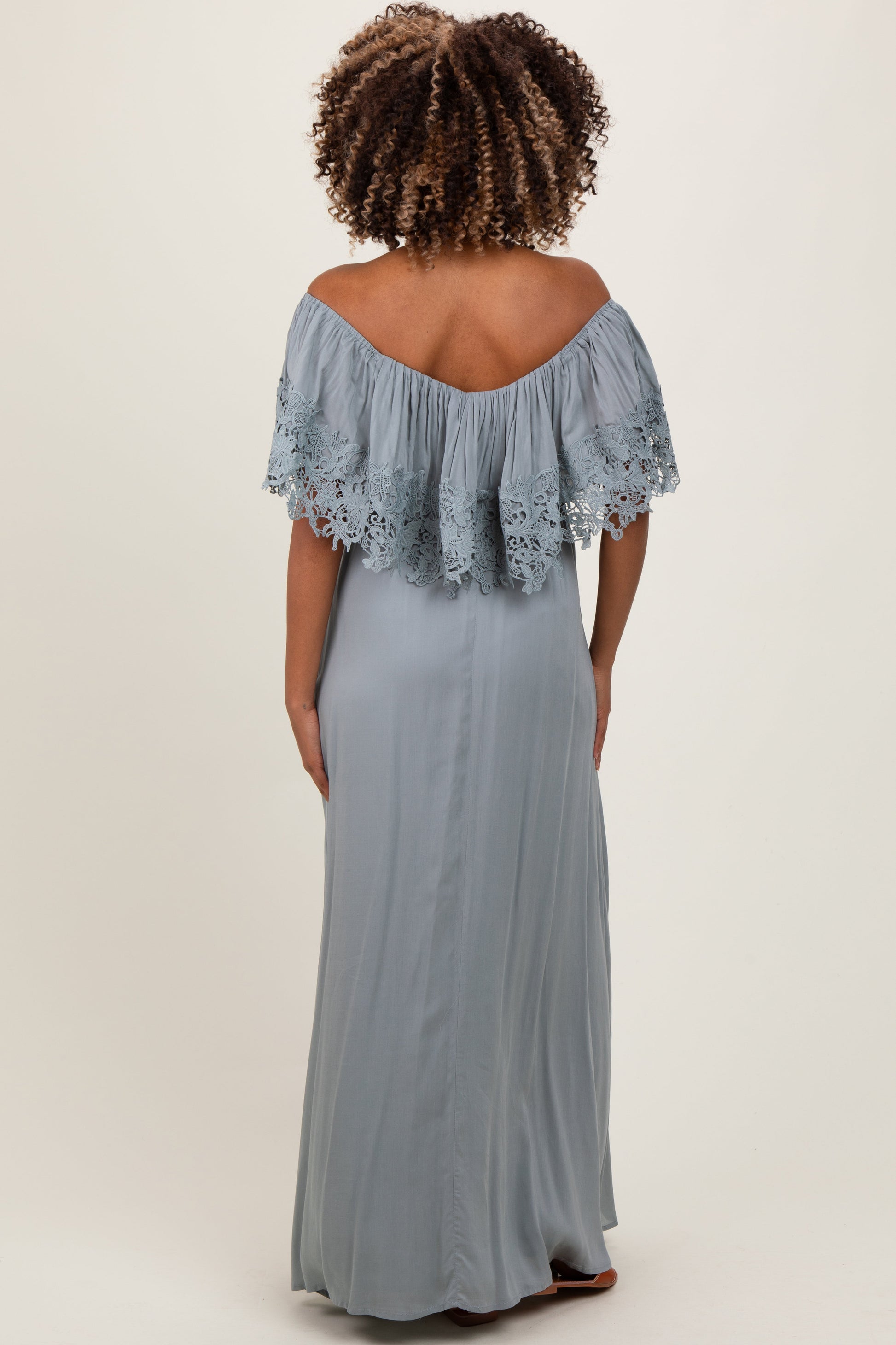 Sage Lace Off Shoulder Maternity Maxi Dress The Prissy Pelican Sage Lace Off Shoulder Maternity Maxi Dress The Prissy Pelican