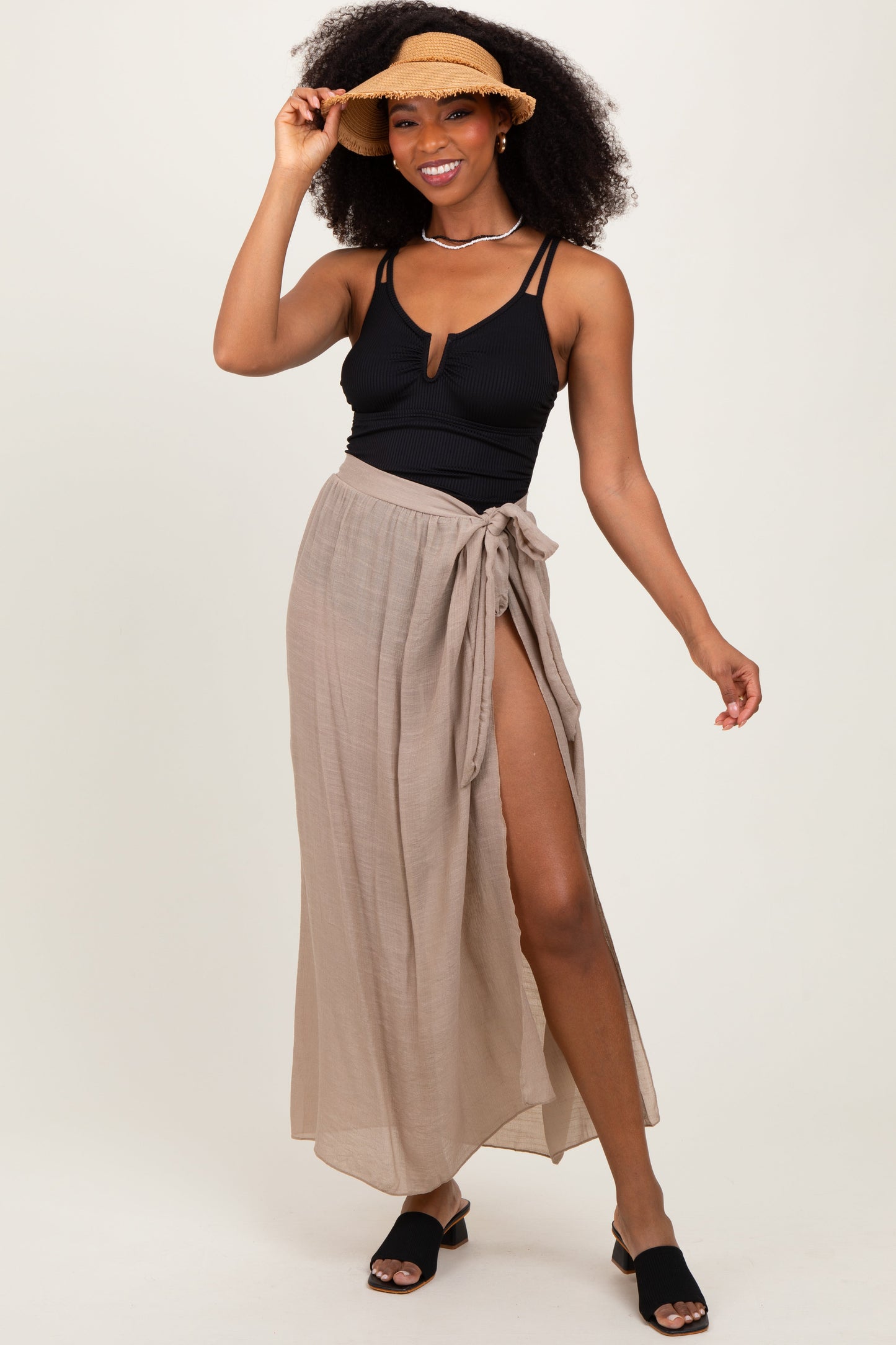 Beige Loose Beach Cover Up Skirt