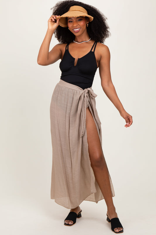 Beige Loose Beach Cover Up Skirt
