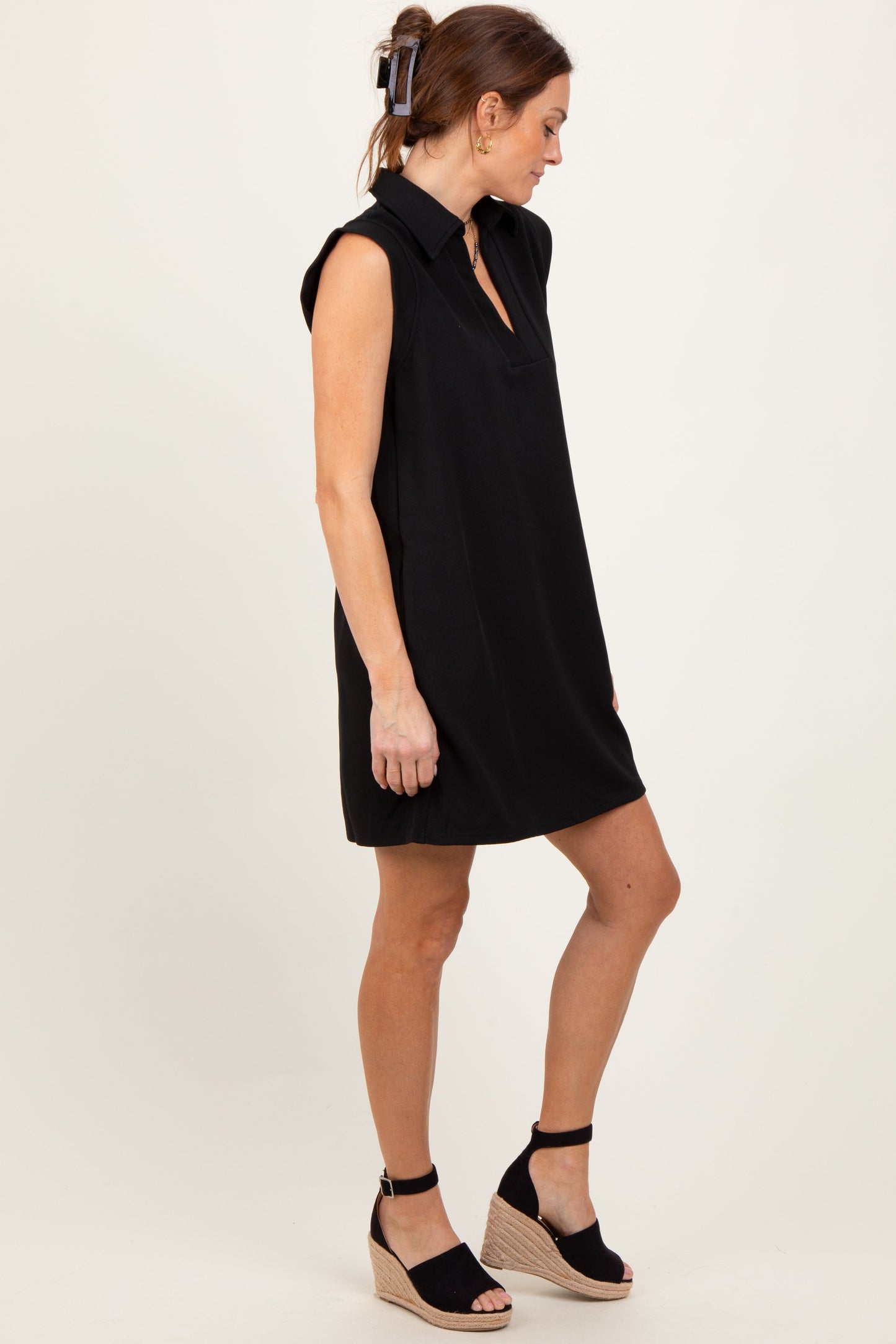 Black Sleeveless Polo Mini Dress