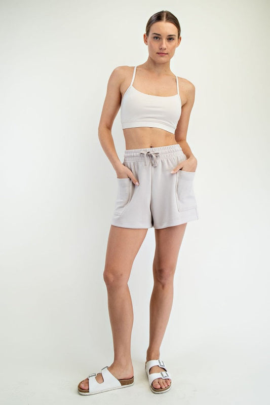 Beige Patch Pocket Shorts