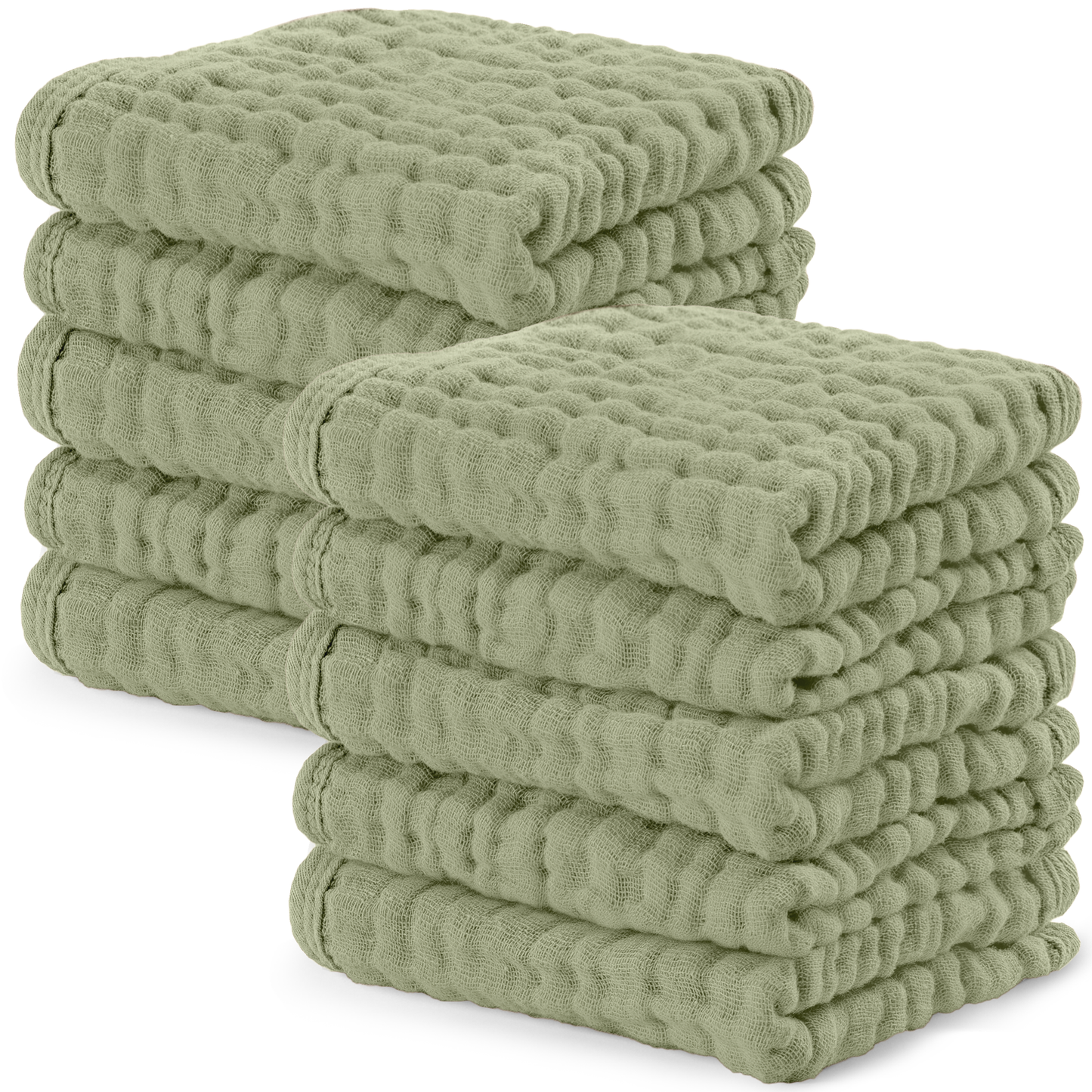 Muslin Washcloths in Sage