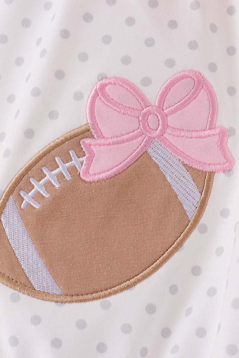 Pink Football Applique Ruffle Bubble