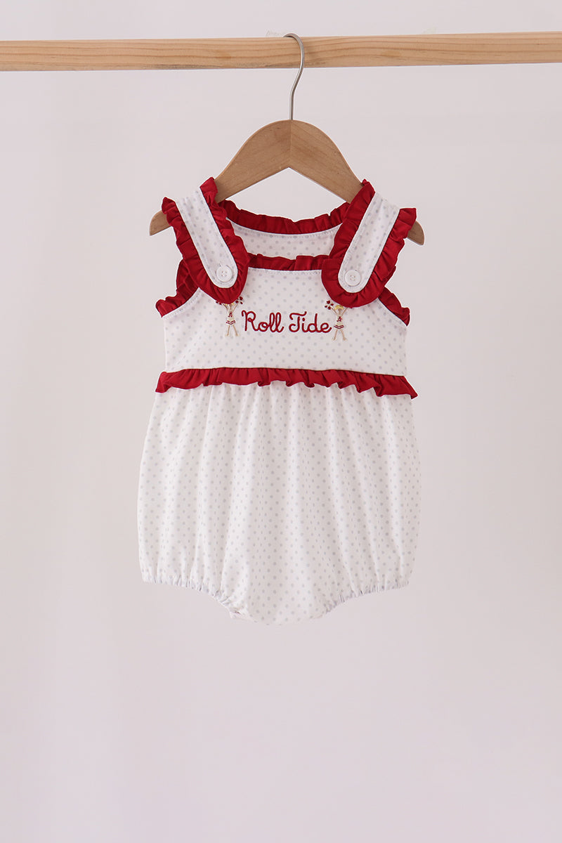 Red Alabama Roll Tide Embroidery Ruffle Bubble