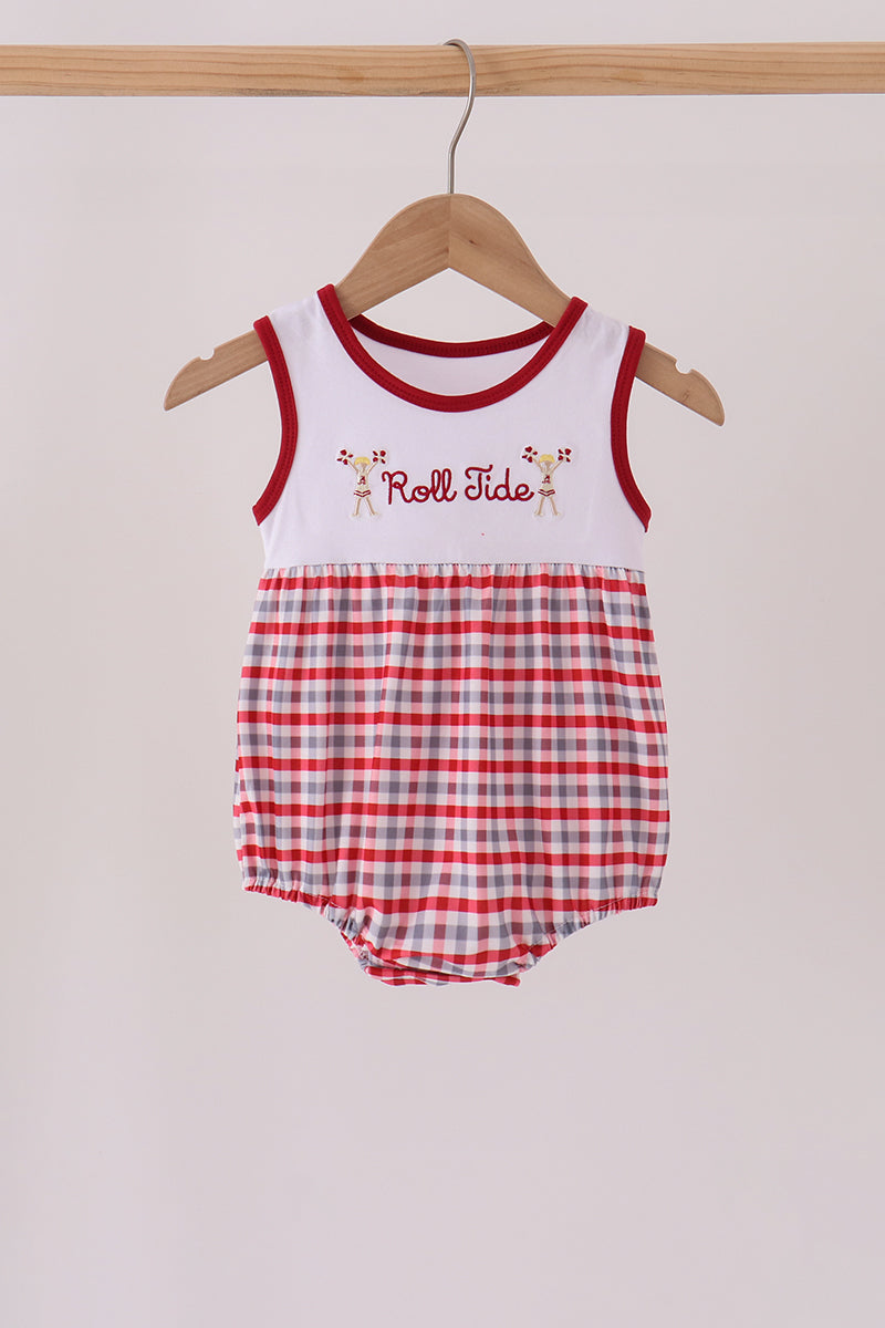 Red Alabama Roll Tide Embroidery Plaid Bubble