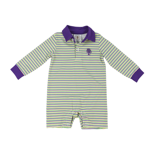 Throw Me Something Mister! Mardi Gras Striped Boys Polo Romper