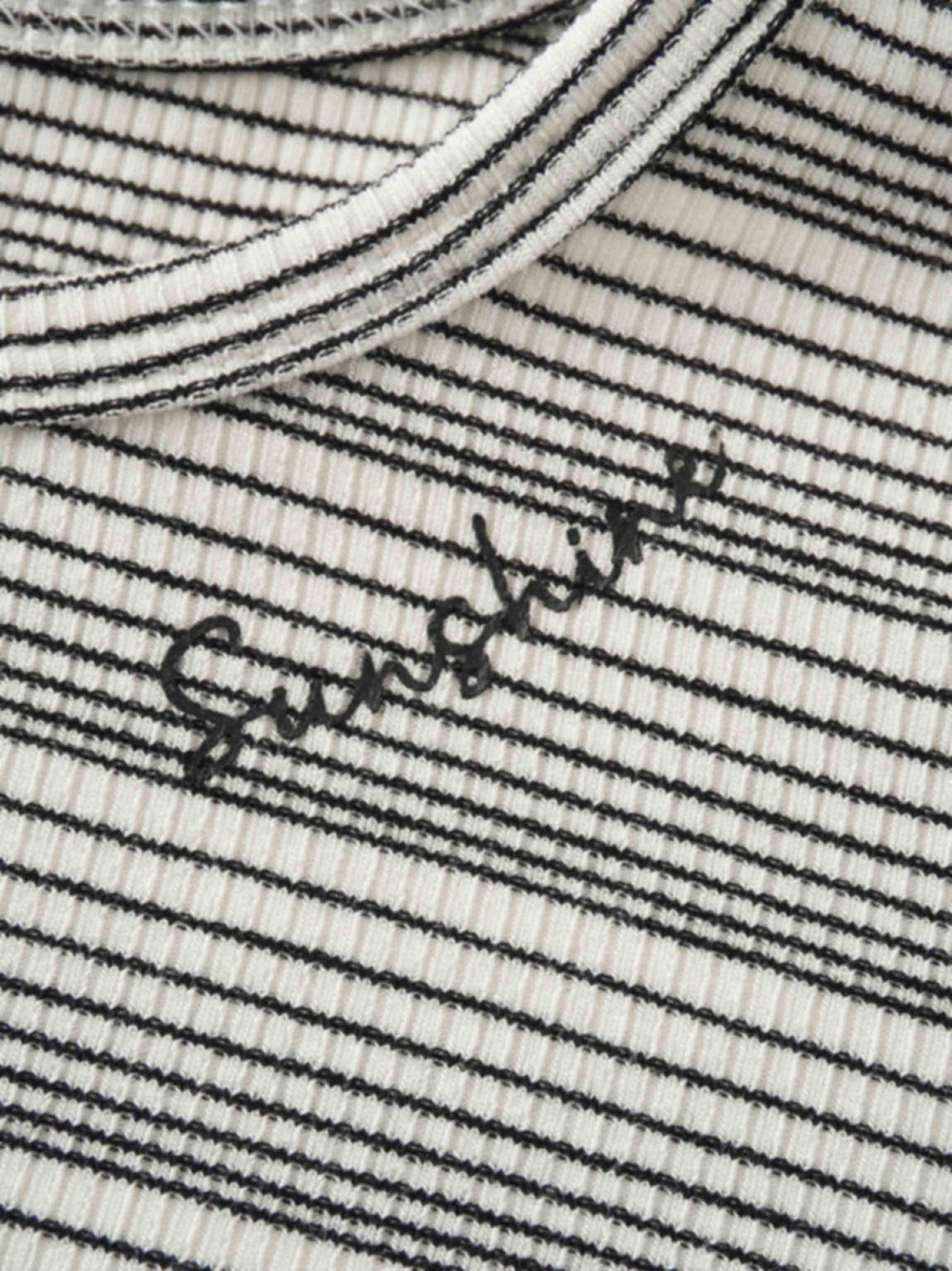 Black Striped  Fitted 3/4 Sleeve T-Shirt