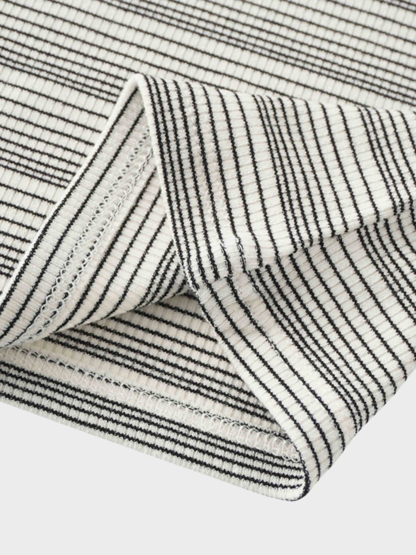 Black Striped  Fitted 3/4 Sleeve T-Shirt