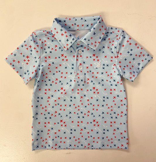 Boys Patriotic Airplane Performance Polo