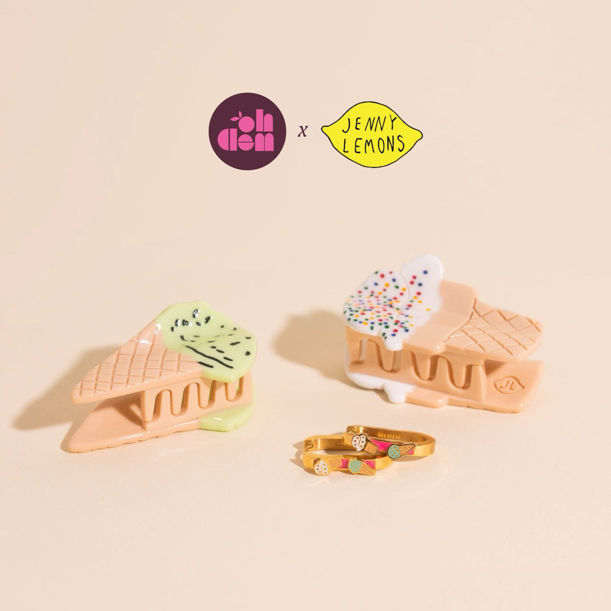 Pack: Ice Cream Cone Huggies & Claw Clip