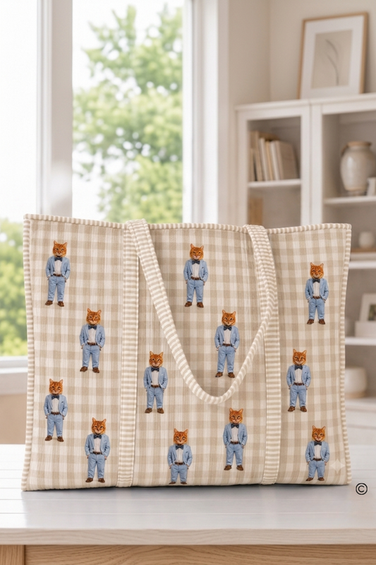 SC - ETA 9/30-10/14 Oliver the Southern Gent Khaki Check Tote©