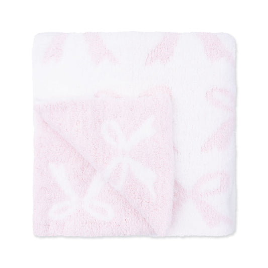 Chenille - Baby Pink Bow Blanket