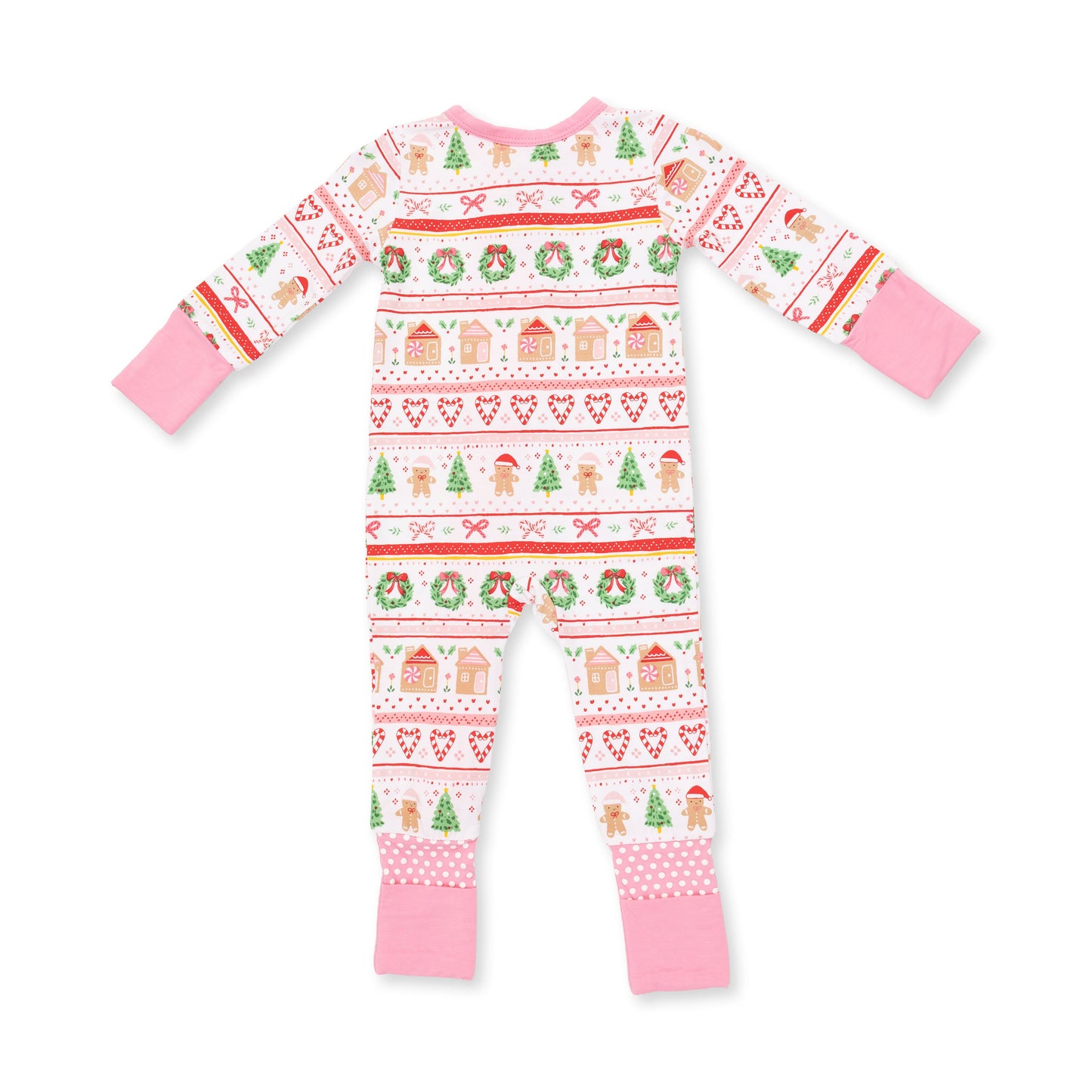 Gingerbread Fair Isle Pink - Convertible Romper