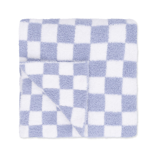 Chenille - Dusty Blue Checkerboard Blanket