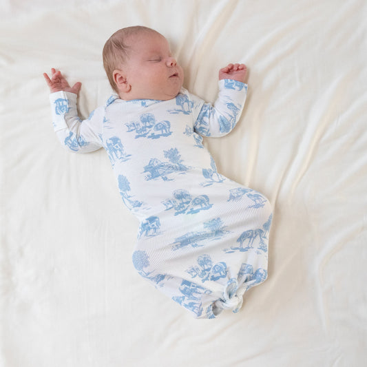 Farm Toile - Blue - Knotted Gown