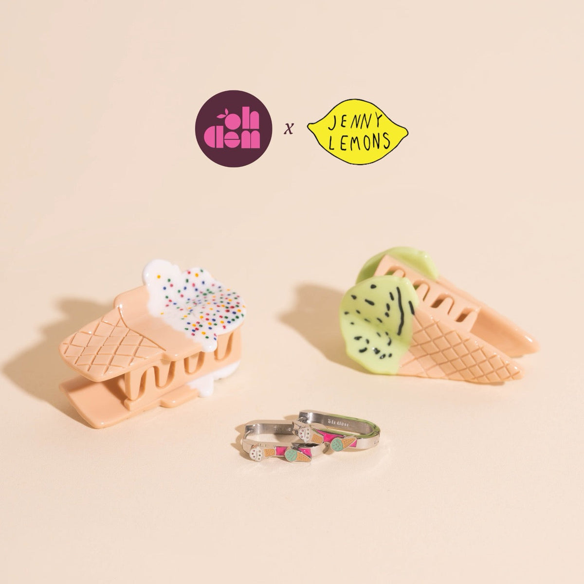 Ice Cream Cones 3D Huggie Hoop Earrings