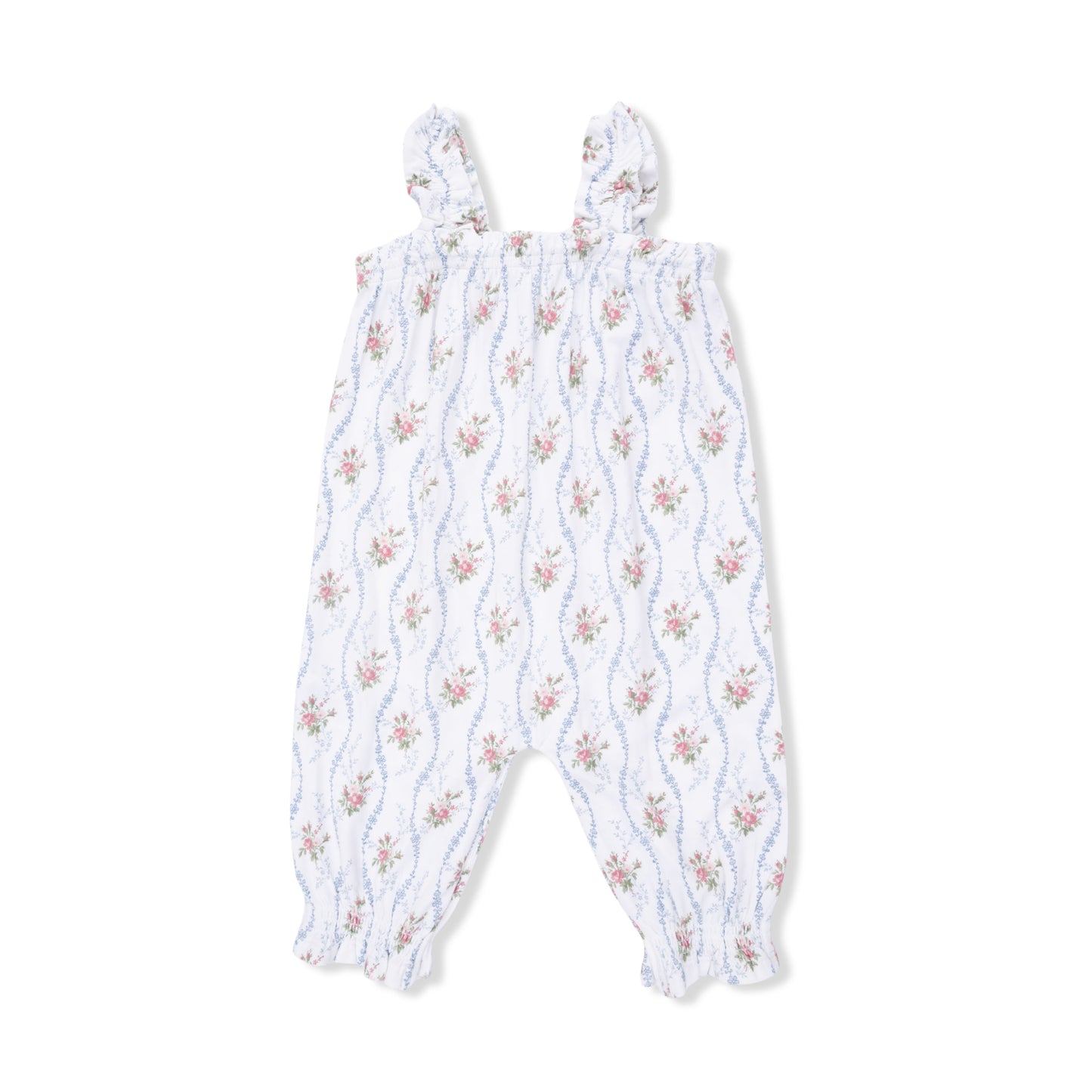 Heirloom Rose Stripe - Ruffly Strap Overall