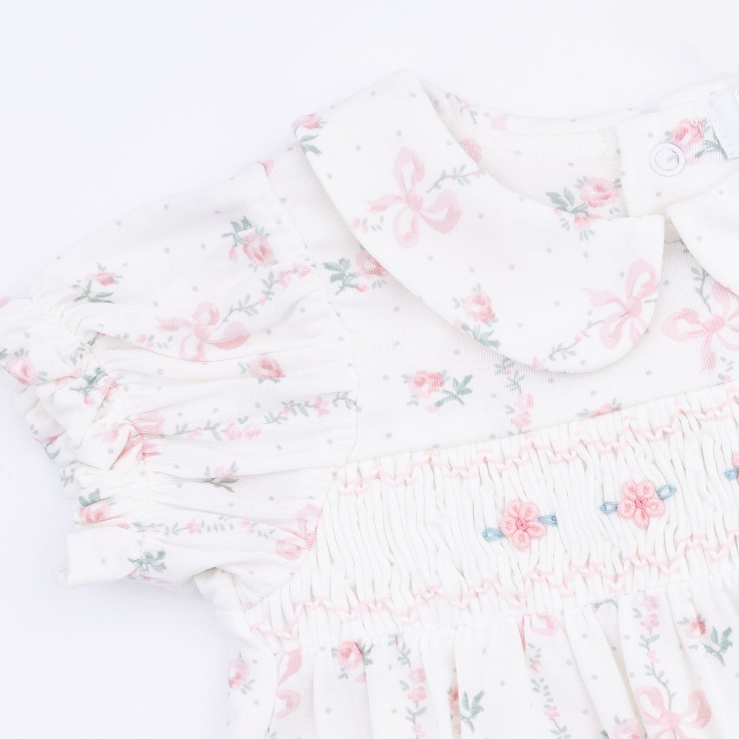 Dainty Buds and Bows - Smocked Dress Set and Headband