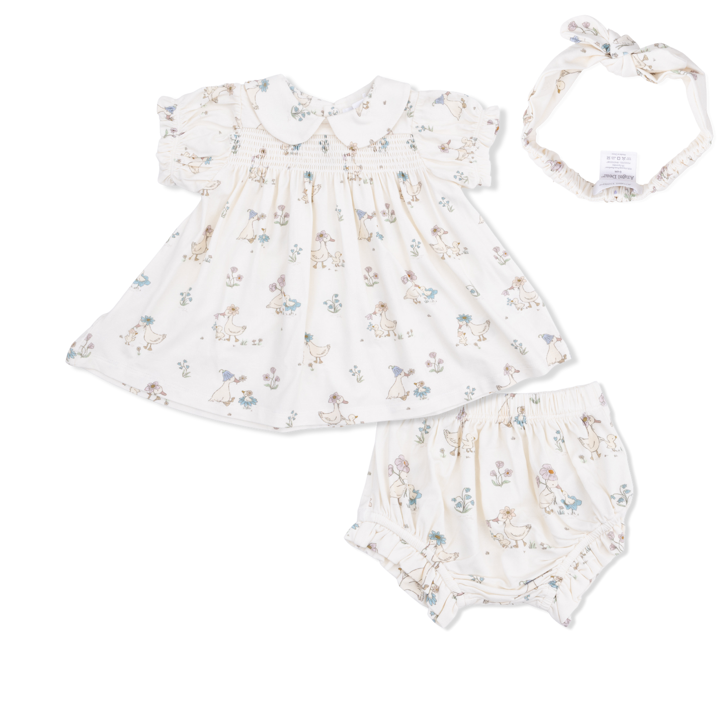 Flower Ducklings - Smocked Dress Set with Headband