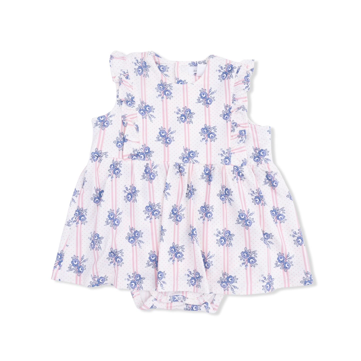 Stripe Dot Roses - Ruffle Bodysuit Dress