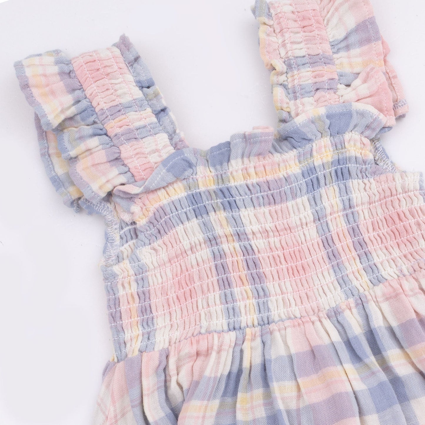 Dusty Plaid - Smocked Sundress with Bloomer