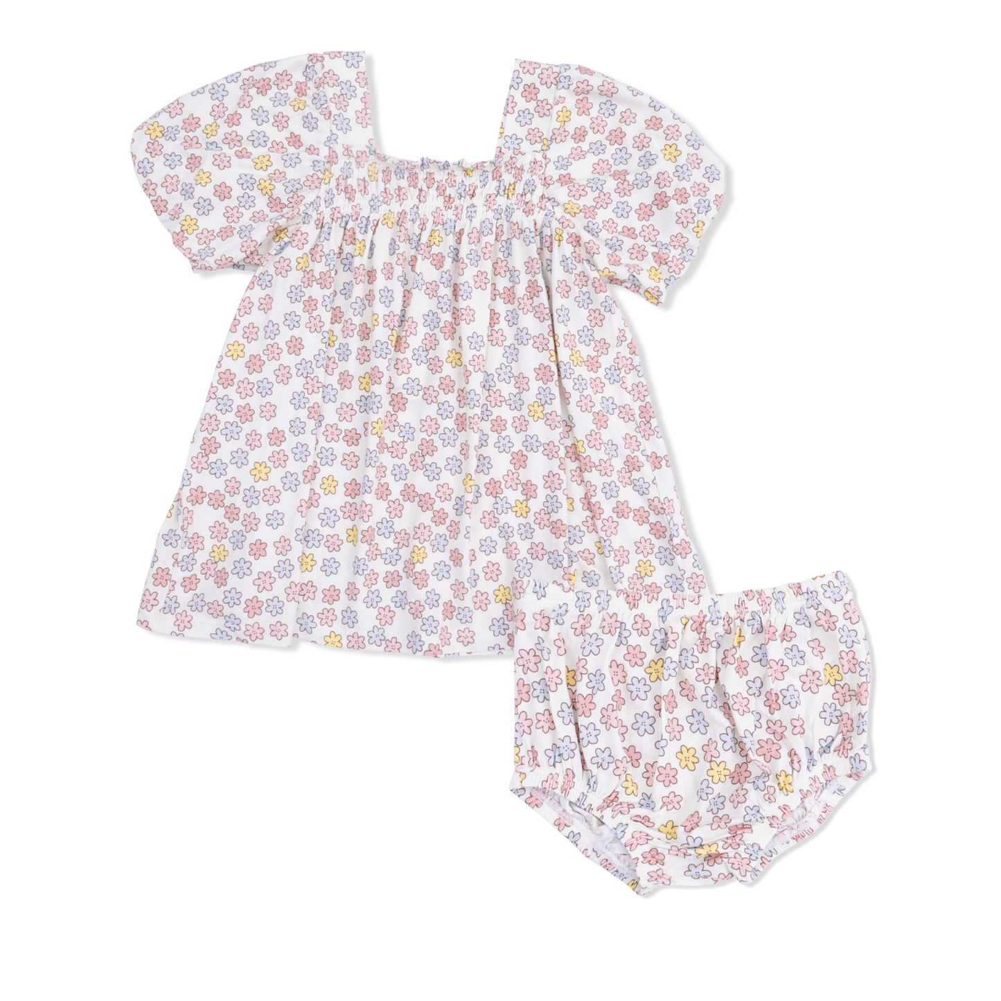 Sarah Floral - Puff Sleeve Baby Doll Dress and Bloomer