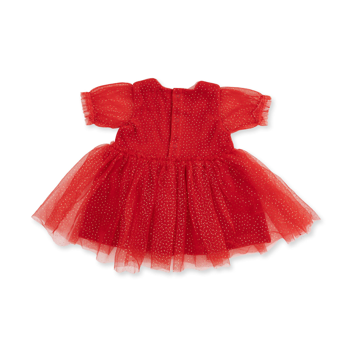 Holiday Red - Velour - Puff Sleeve Dress with Tulle Overlay and Bloomer (up to 4T)