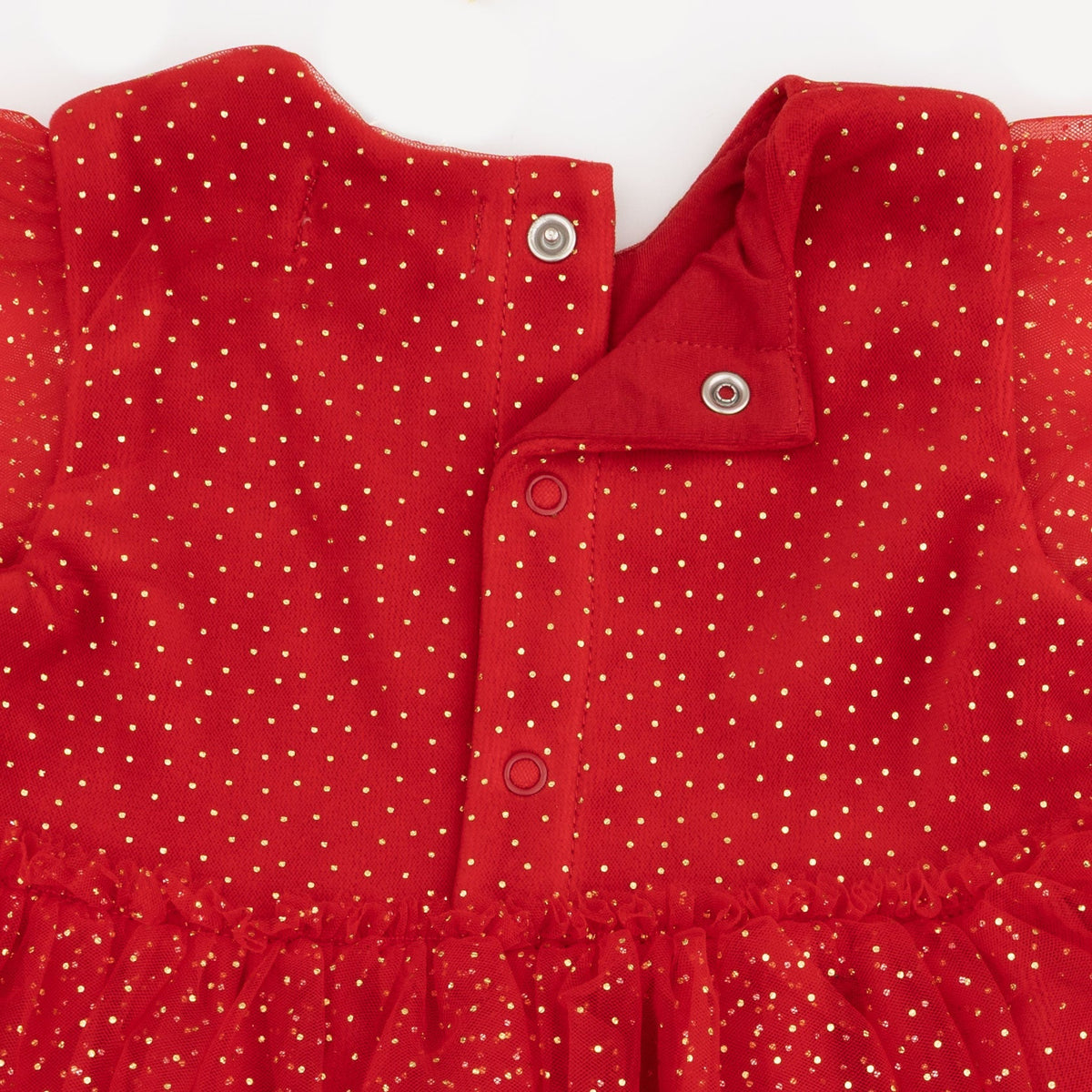 Holiday Red - Velour - Puff Sleeve Dress with Tulle Overlay and Bloomer (up to 4T)