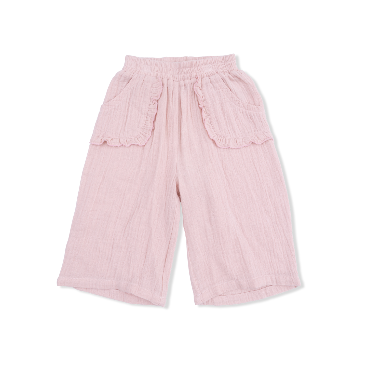 Solid Muslin Lotus - Wide Leg Pant with Ruffle Pocket