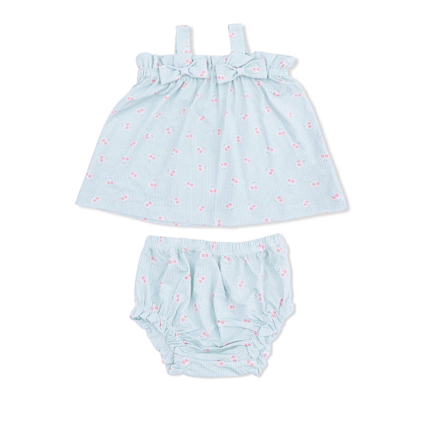 Tiny Cherry Stripe - Top with Bows and Ruffle Leg Bloomer