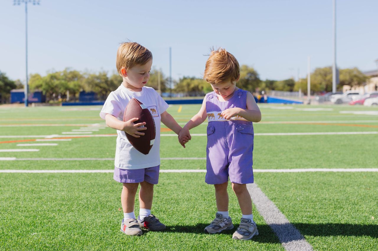 Boys Purple Tiger Smocked Short Set – LSU-Inspired Boys Game Day Outfit | The Prissy Pelican Boutique Bossier City, LA