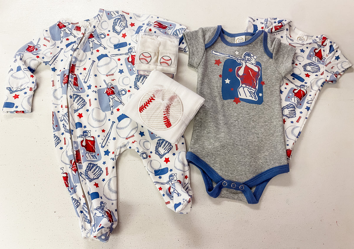 Batter Up Bamboo Zipper Romper