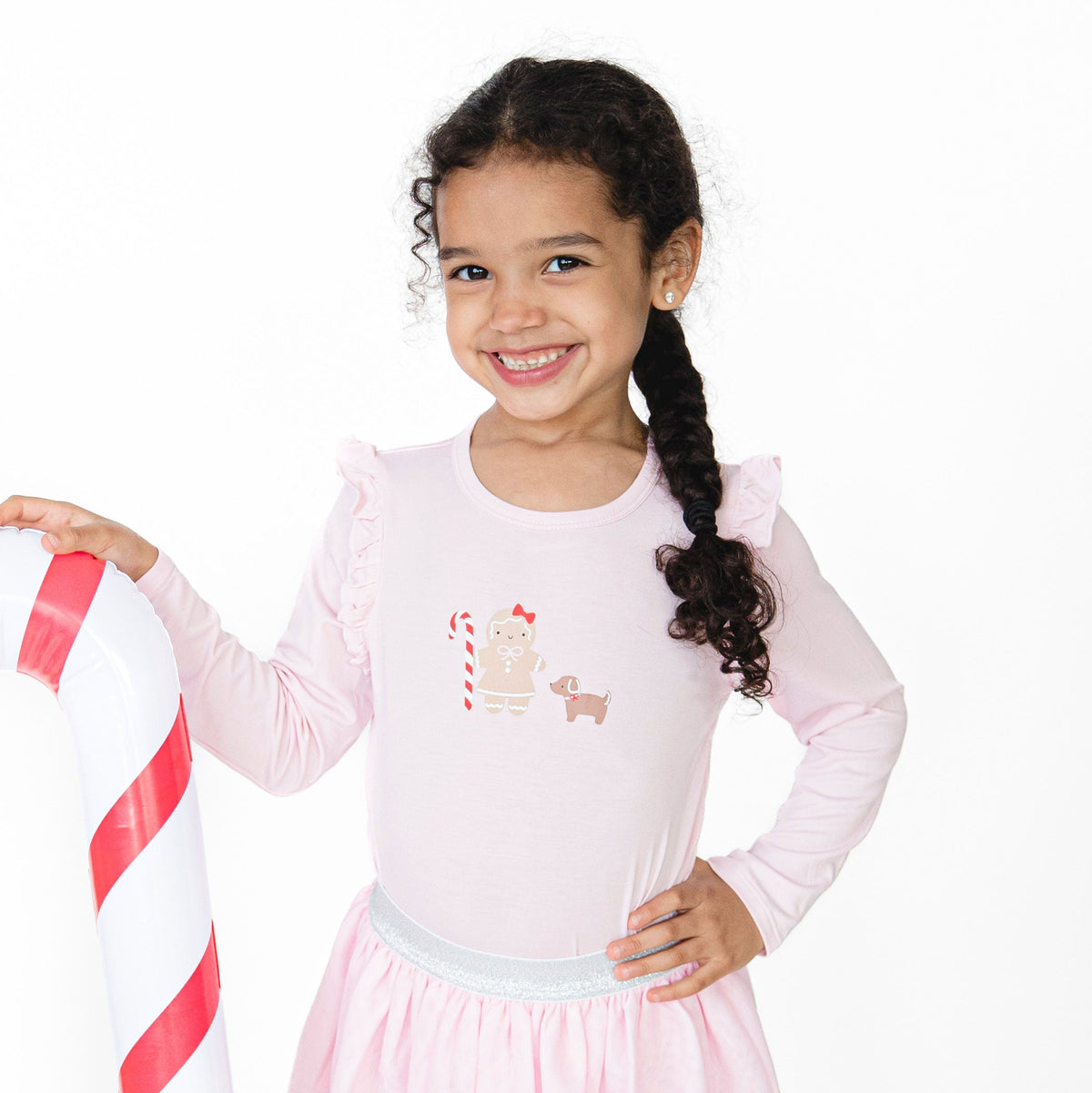 Candy Canes - Long Sleeve Ruffle Tee