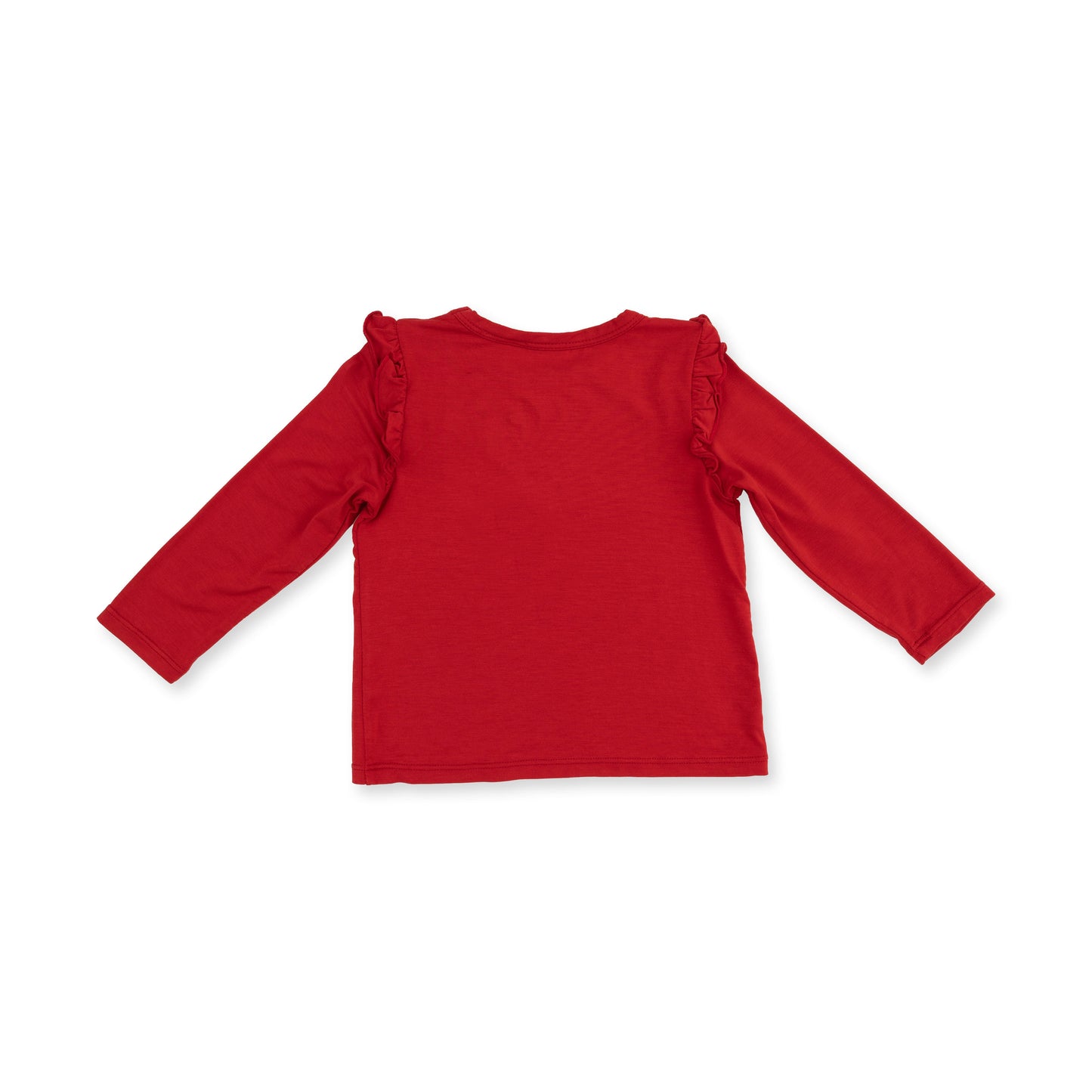 Solid Haute Red - Long Sleeve Ruffle Tee
