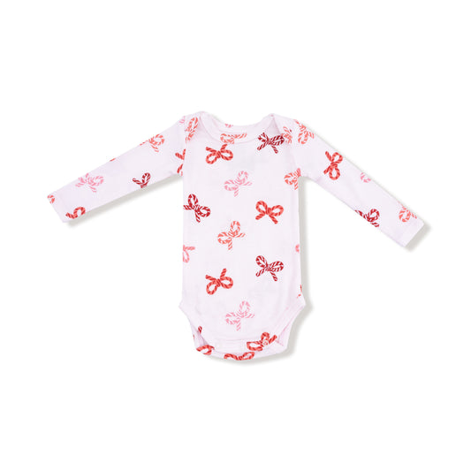 Candy Cane Bows - Lap Shoulder Bodysuit