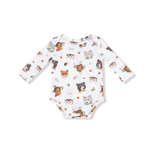 Woodland Animal Faces - Lap Shoulder Bodysuit