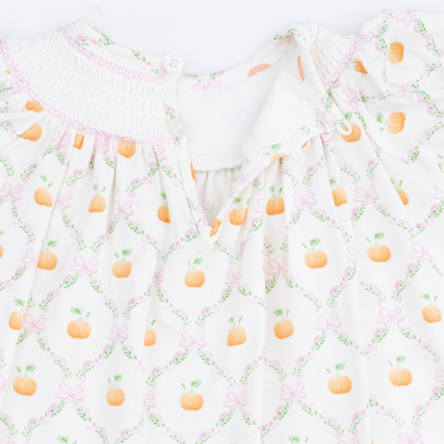 Pretty Pumpkin Trellis - Jane Puff Sleeve Bishop Dress and Bloomer