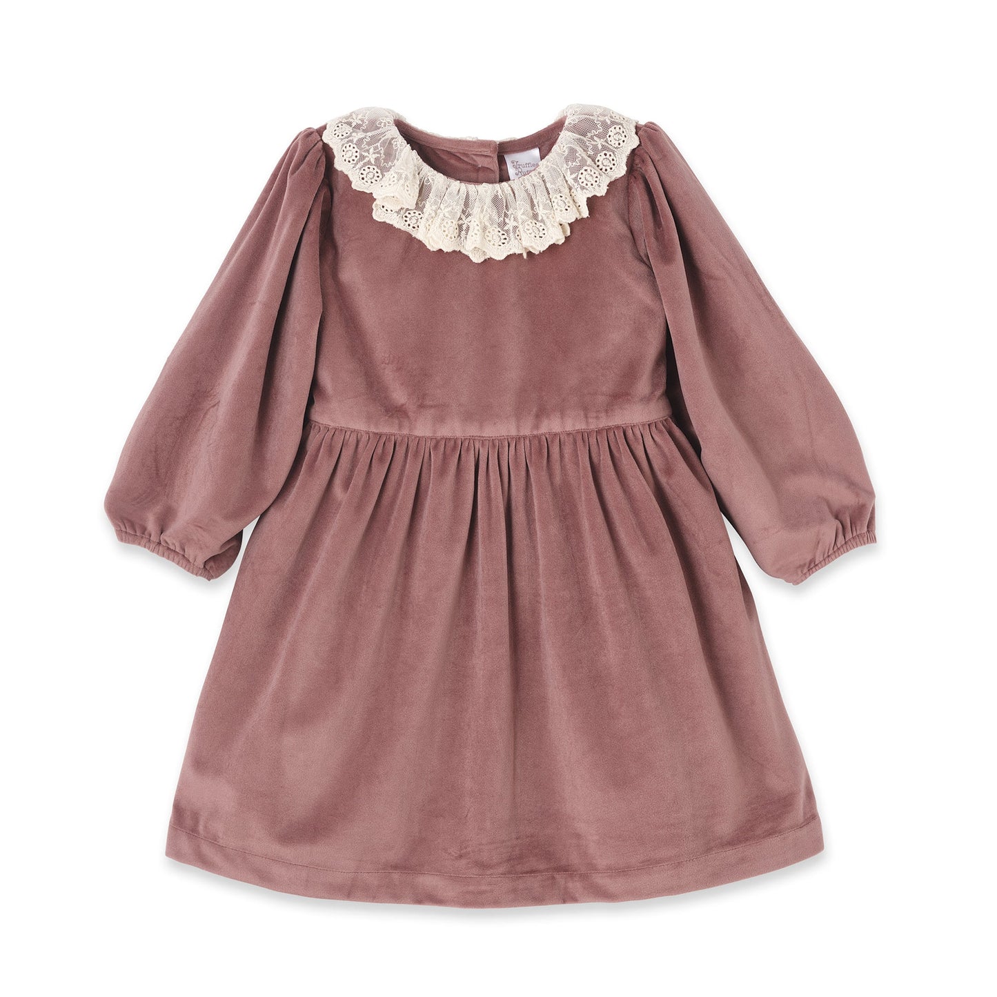 Mauve Velvet Girl's Dress – Lace Collar Special Occasion