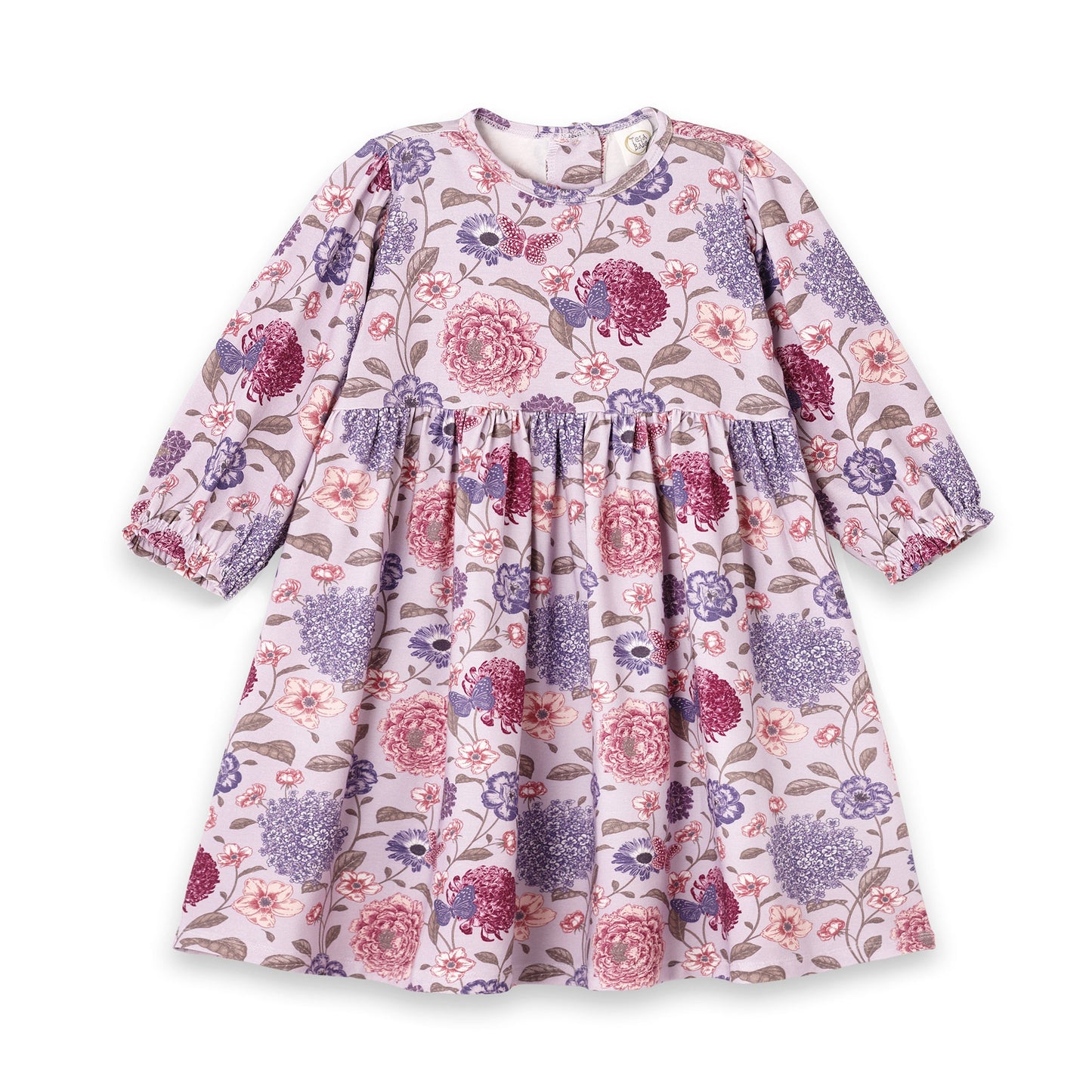 Floral Long Sleeve Girls Dress – Bamboo Cotton Vintage Bloom
