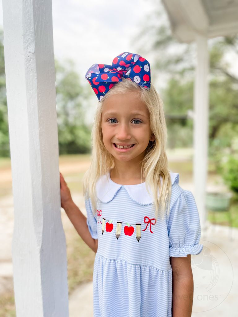Apple-printed Grosgrain Girls Hair Bow