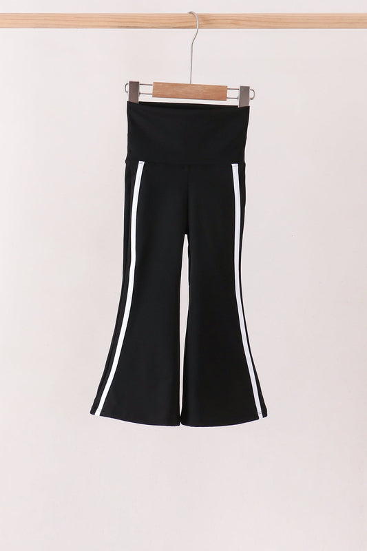 Black Flare Double Side Stripe Active Pants