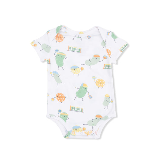 Pickles Playing Pickleball - Short Sleeve Bodysuit