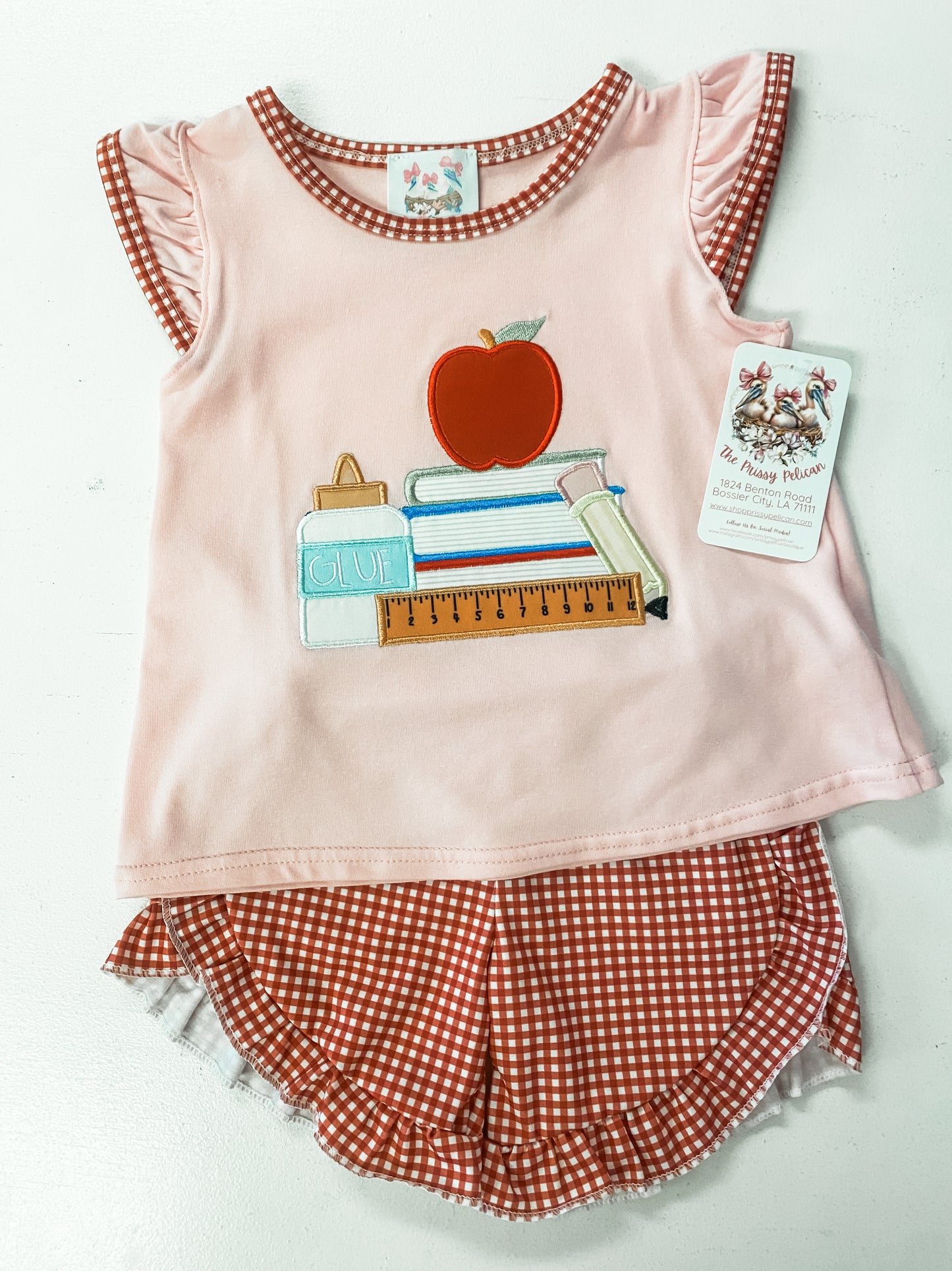 Back to School Apple Appliqué Collection | Girls Dress, Girls Short Set & Boys Short Set | Bossier City, LA